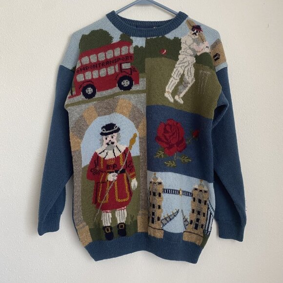 Tulchan Sweater Medium London Inspired Knit Sweatshirt Pure New Wool - Picture 1 of 8